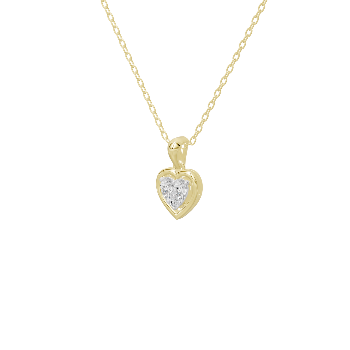 Yellow gold vermeil diamond heart pendant necklace with heart at the center