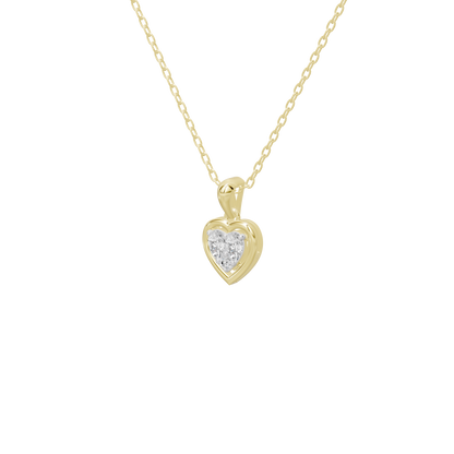 Yellow gold vermeil diamond heart pendant necklace with heart at the center