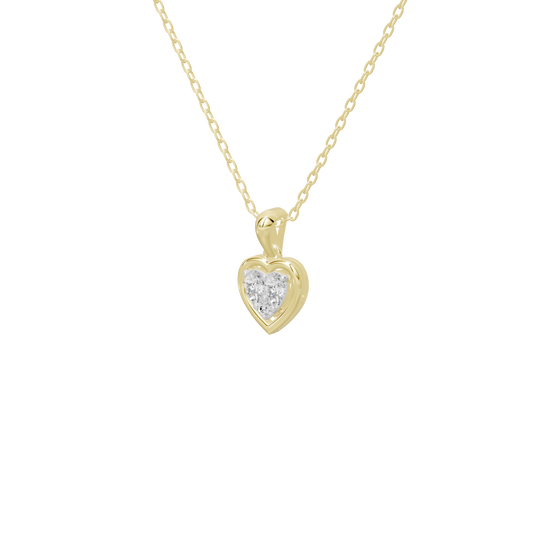 Yellow gold vermeil diamond heart pendant necklace with heart at the center