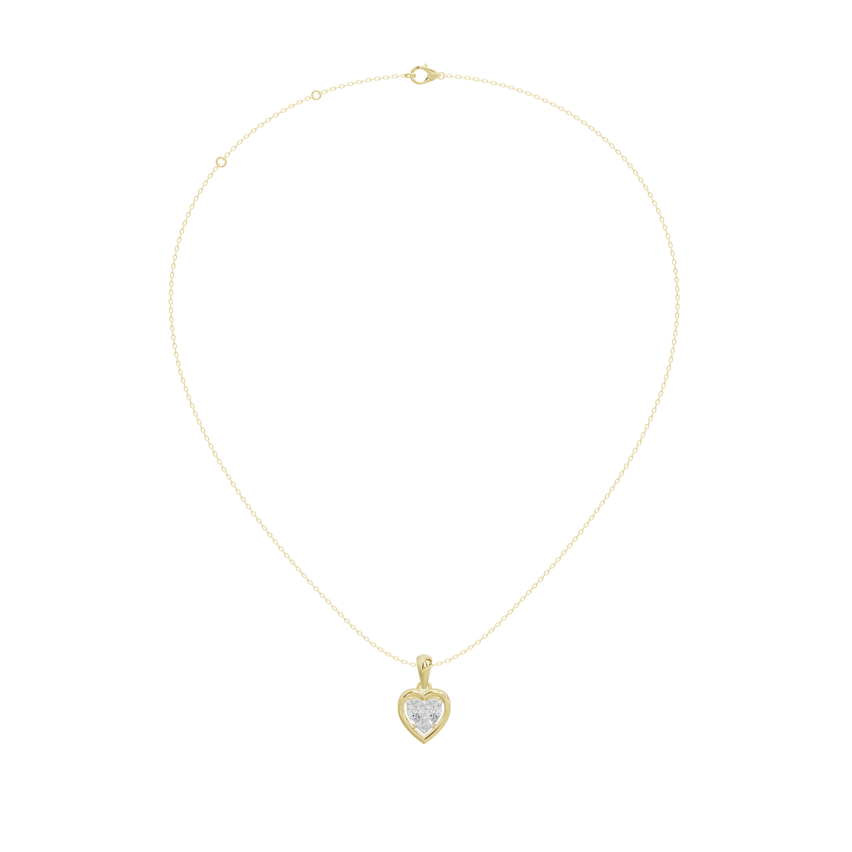 Yellow gold vermeil diamond heart pendant necklace with full chain length