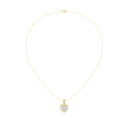 Yellow gold vermeil diamond heart pendant necklace with full chain length