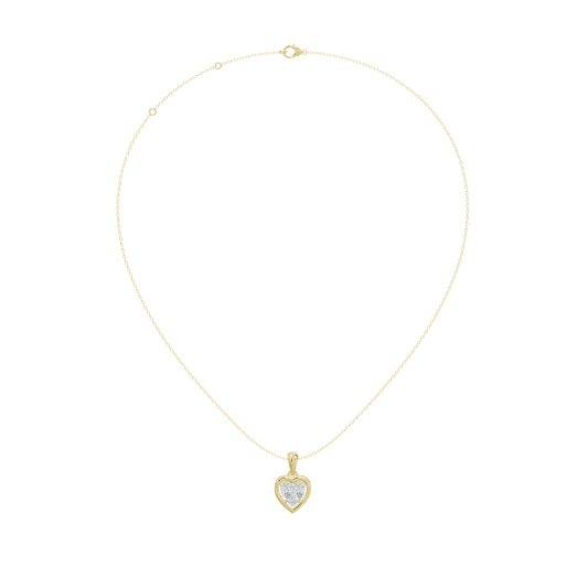 Yellow gold vermeil diamond heart pendant necklace with full chain length