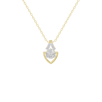 Yellow gold vermeil lab diamond pendant necklace with teardrop and heart-shaped stones