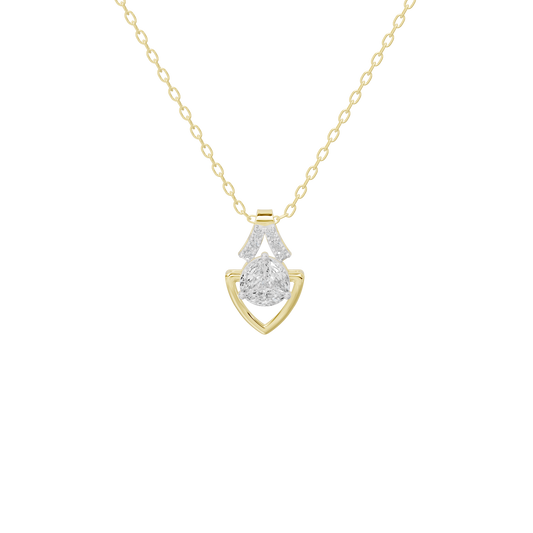 Yellow gold vermeil lab diamond pendant necklace with teardrop and heart-shaped stones