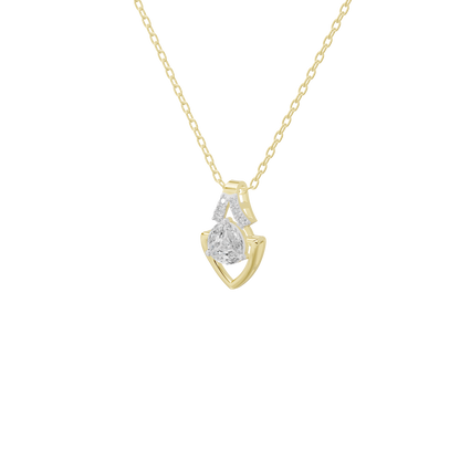 Yellow gold vermeil lab diamond pendant necklace with layered teardrop stones