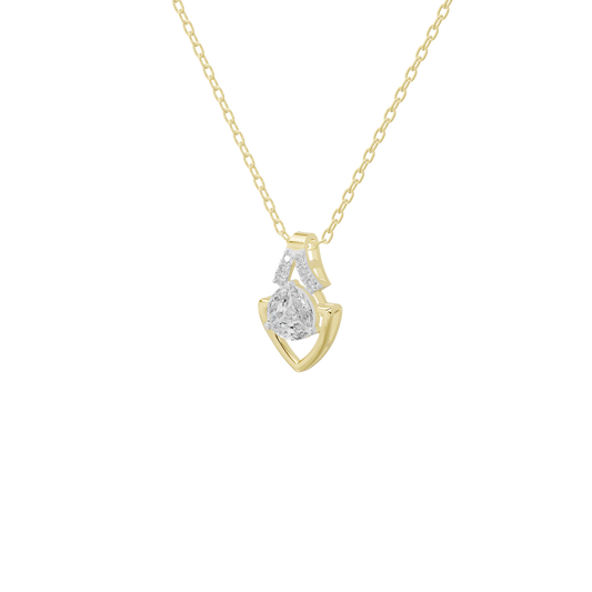 Yellow gold vermeil lab diamond pendant necklace with layered teardrop stones
