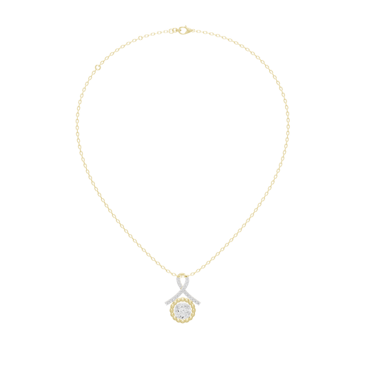Yellow gold vermeil diamond pendant necklace with small heart-shaped charm and halo