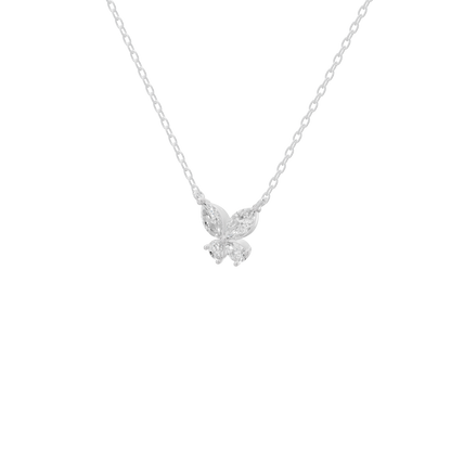 925 sterling silver lab diamond butterfly pendant necklace, pendant close-up