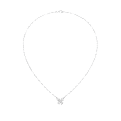 925 sterling silver lab diamond butterfly pendant necklace, full chain length