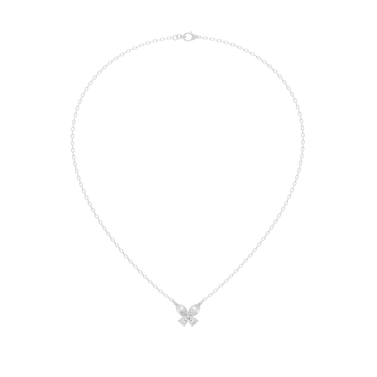 925 sterling silver lab diamond butterfly pendant necklace, full chain length
