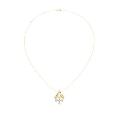 Yellow gold vermeil pendant necklace with a single dangling teardrop lab diamond charm