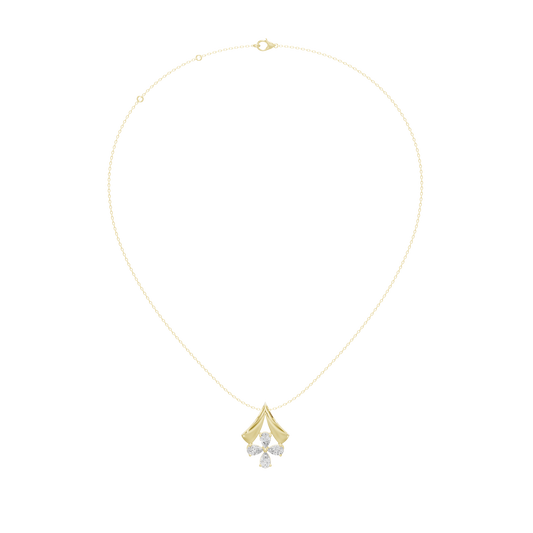 Yellow gold vermeil pendant necklace with a single dangling teardrop lab diamond charm