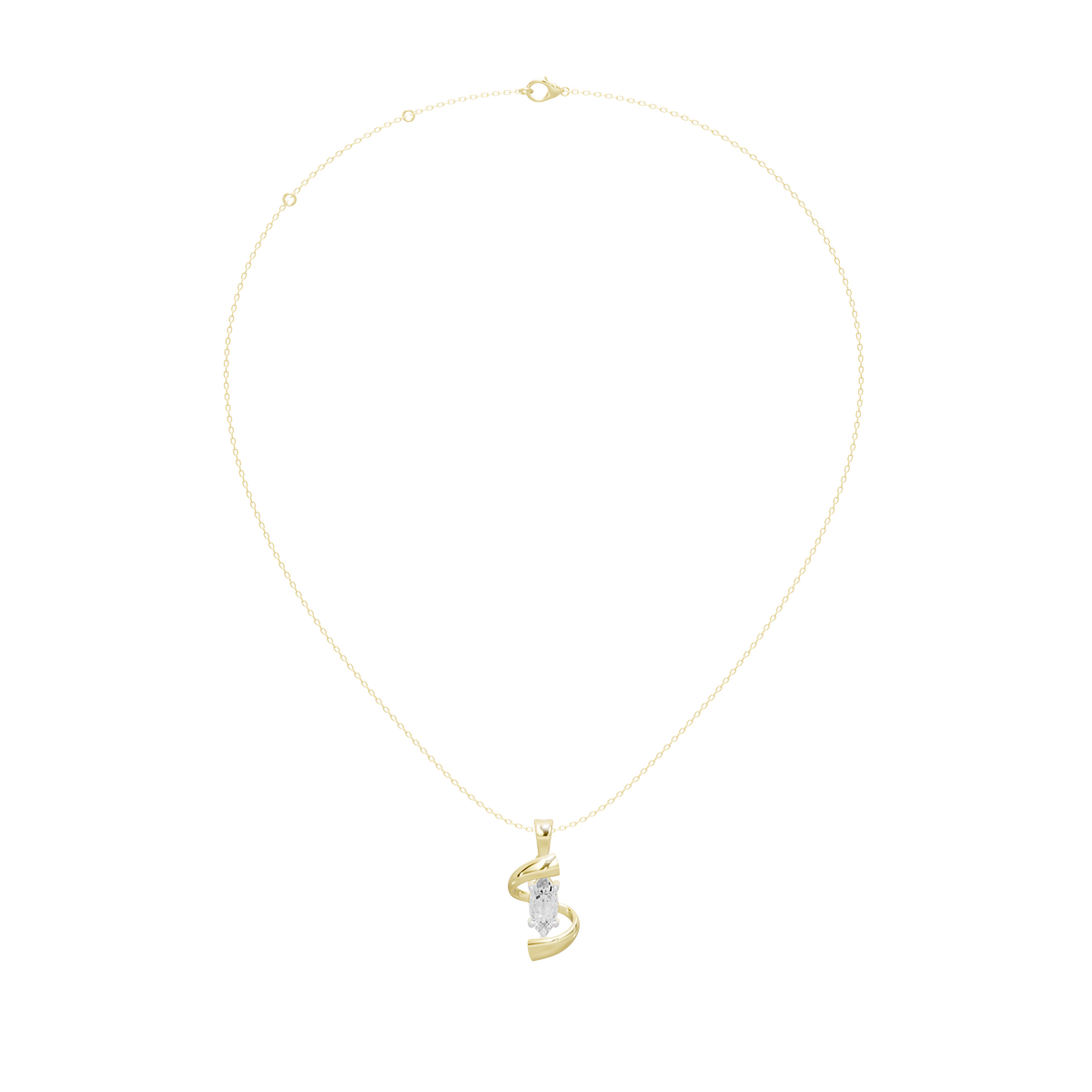 Yellow gold vermeil diamond pendant necklace with delicate chain
