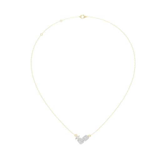Yellow gold vermeil pendant necklace with baguette-style lab diamond center