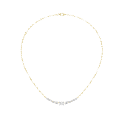 Yellow gold vermeil lab diamond pendant necklace with arched row of stones