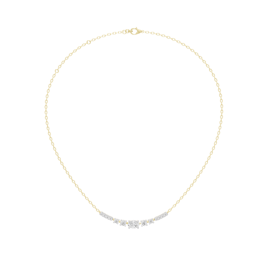 Yellow gold vermeil lab diamond pendant necklace with arched row of stones