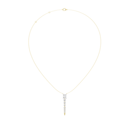 Yellow gold vermeil lab diamond teardrop pendant on a fine chain