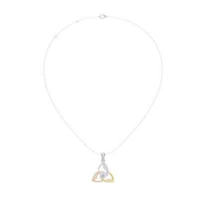 Silver necklace chain with triangular diamond pendant charm at the end