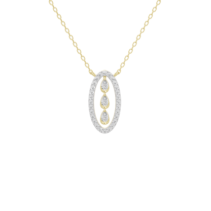Yellow gold vermeil oval diamond pendant necklace with teardrop stone details
