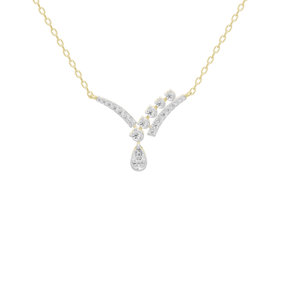 Yellow gold vermeil diamond teardrop pendant with round stone cluster