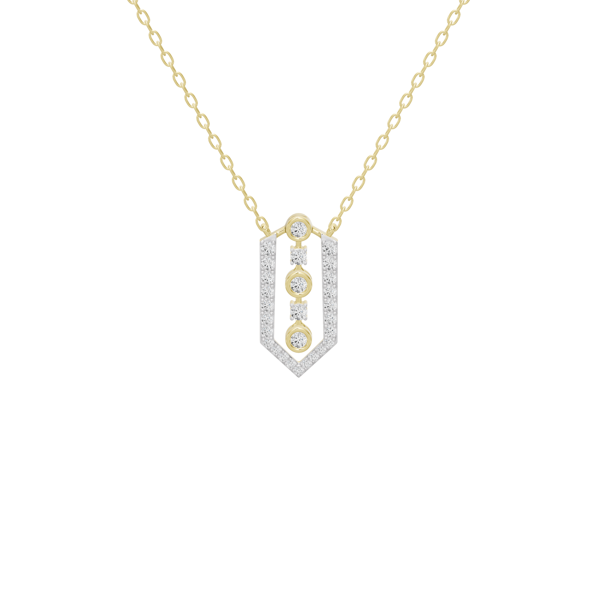 Yellow gold vermeil teardrop diamond pendant on chain necklace