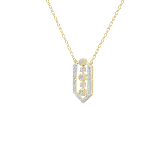 Yellow gold vermeil teardrop diamond pendant with oval detail on chain