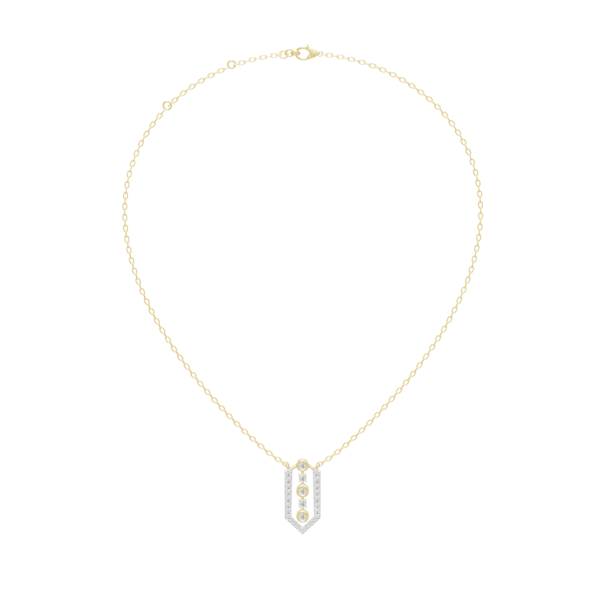 Yellow gold vermeil teardrop lab diamond pendant necklace on chain