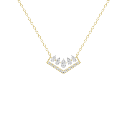 Yellow gold vermeil diamond pendant necklace with chevron V diamond cluster