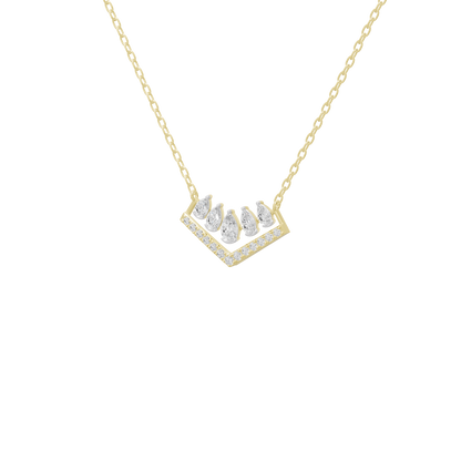 Yellow gold vermeil diamond pendant necklace with V-shaped prong-set cluster