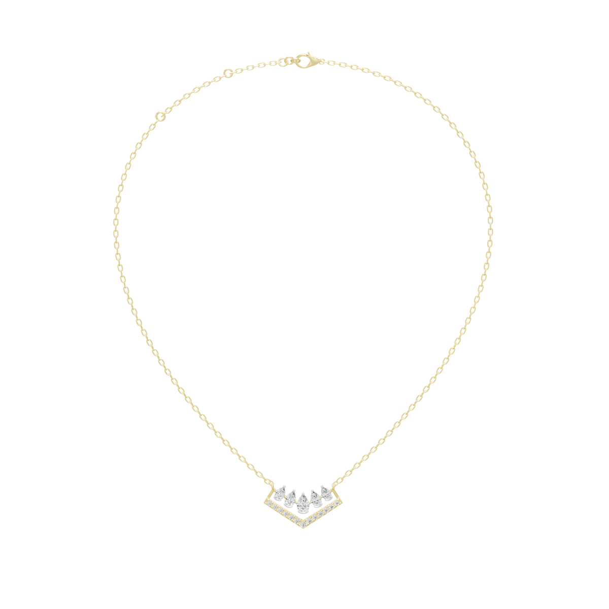 Yellow gold vermeil diamond pendant necklace with heart-shaped cluster