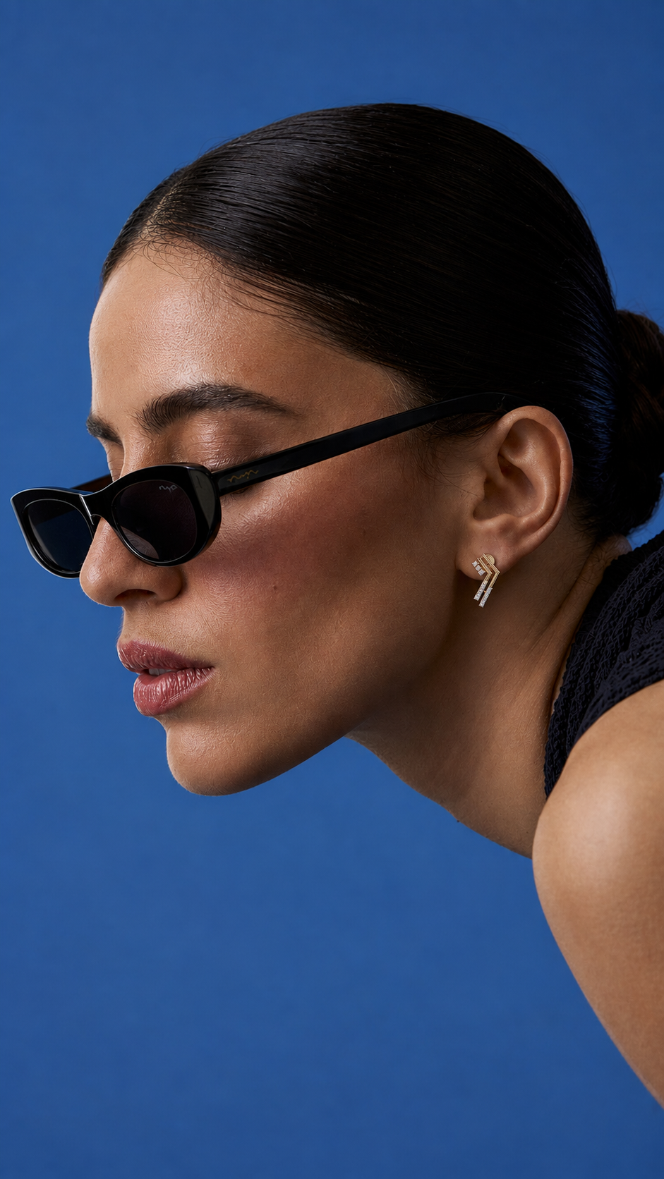 Yellow gold vermeil lab diamond earrings with a softly rounded double-bar drop design