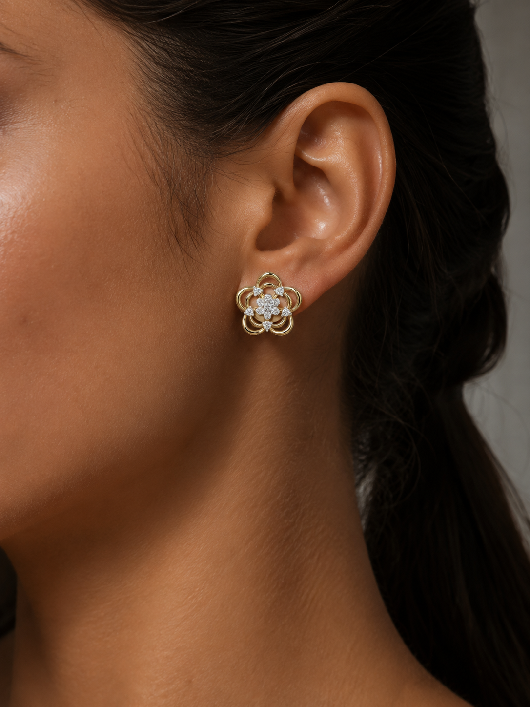 Crown Petal - Lab Diamond Earring