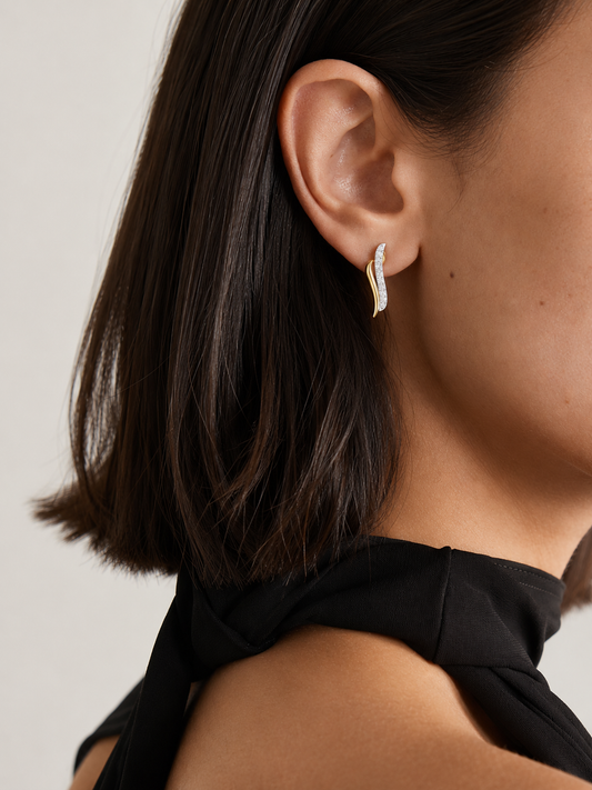 Yellow gold vermeil lab diamond teardrop stud earrings