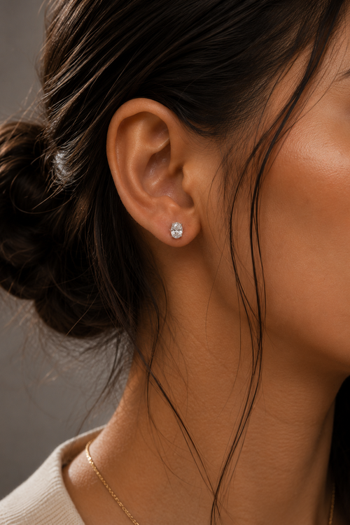Auri Softly Oval Stud Lab Diamond Earrings