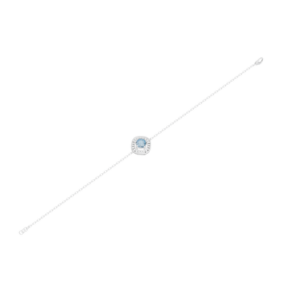 925 sterling silver bracelet with round blue center stone, thin chain