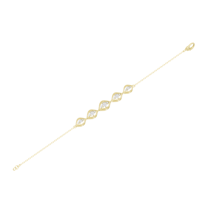 Yellow gold vermeil diamond bracelet with marquise-like links and slim clasp