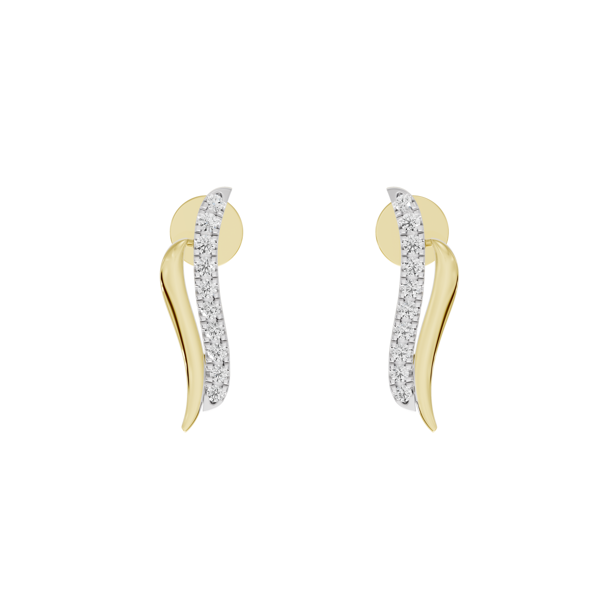 Yellow gold vermeil lab diamond hoop earrings with vertical pavé bar
