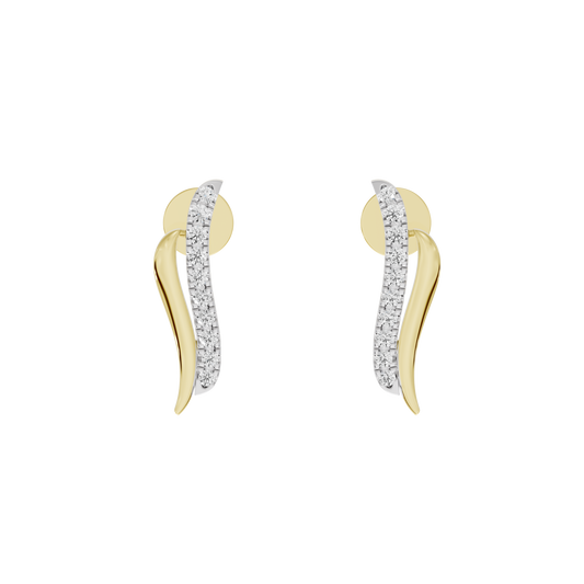 Yellow gold vermeil lab diamond hoop earrings with vertical pavé bar