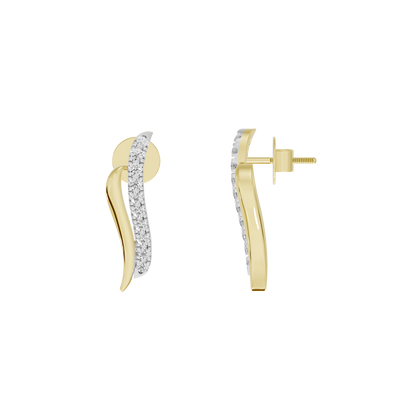 Yellow gold vermeil lab diamond hoop earrings, side view with stud post