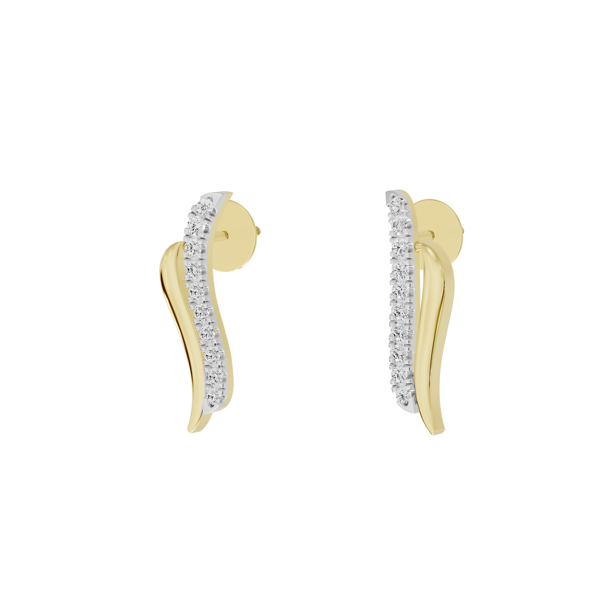 Yellow gold vermeil lab diamond hoop earrings with glittering pavé front