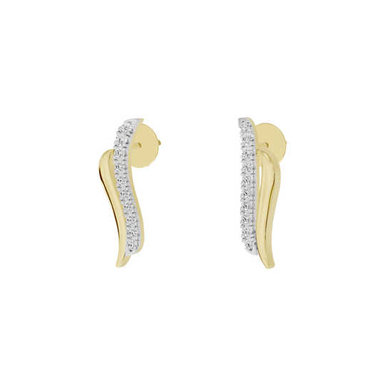 Yellow gold vermeil lab diamond hoop earrings with glittering pavé front