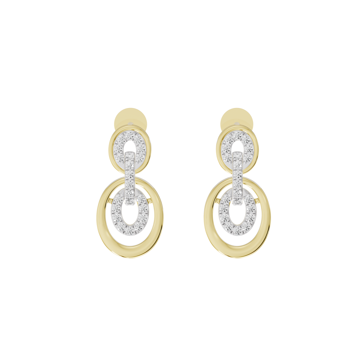 Yellow gold vermeil lab diamond drop earrings, oval halo teardrop dangle