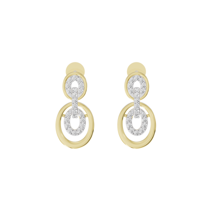 Yellow gold vermeil lab diamond drop earrings, oval halo teardrop dangle