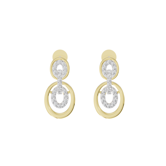 Yellow gold vermeil lab diamond drop earrings, oval halo teardrop dangle