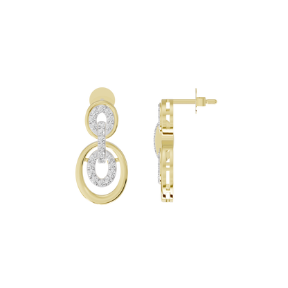 Yellow gold vermeil lab diamond drop earring, side view with post back