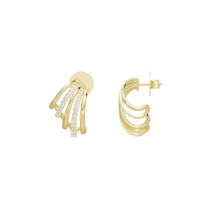 Layered yellow gold vermeil hoop earrings with lab diamond drops and post clasp