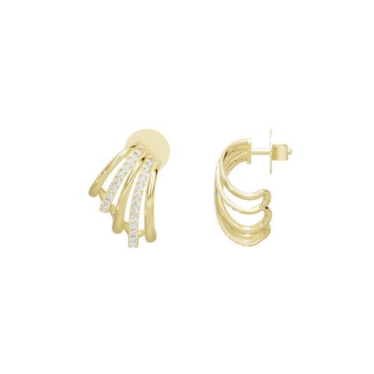 Layered yellow gold vermeil hoop earrings with lab diamond drops and post clasp