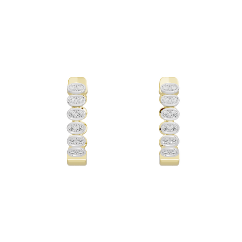 Yellow gold vermeil lab diamond hoop earrings with stacked round stones
