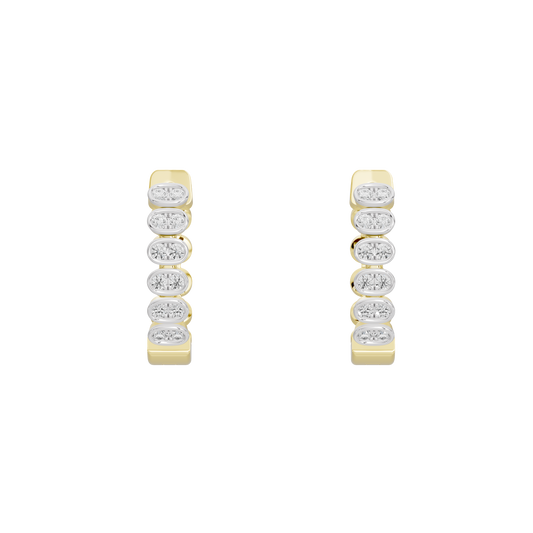 Yellow gold vermeil lab diamond hoop earrings with stacked round stones
