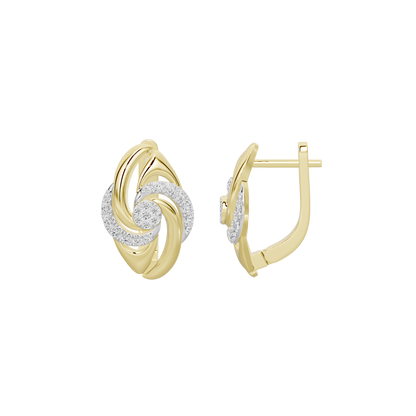 Yellow gold vermeil lab diamond swirl hoop earrings, back view